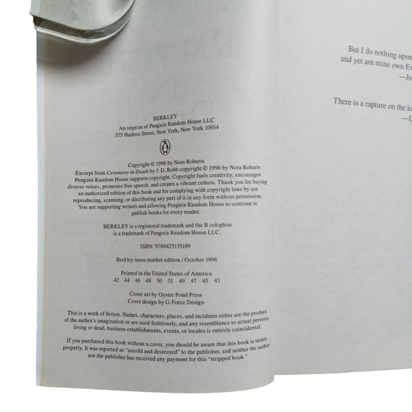 Rapture in Death Romantce Suspense Novel Fiction J D Robb Nora Roberts Book - Picture 3 of 5